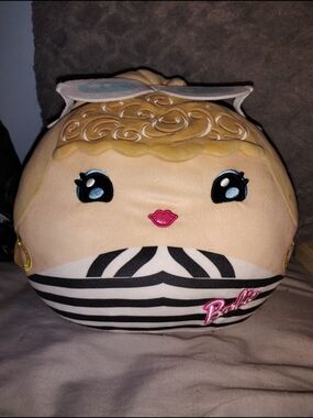 Barbie Striped Plush Face Pillow - Blonde